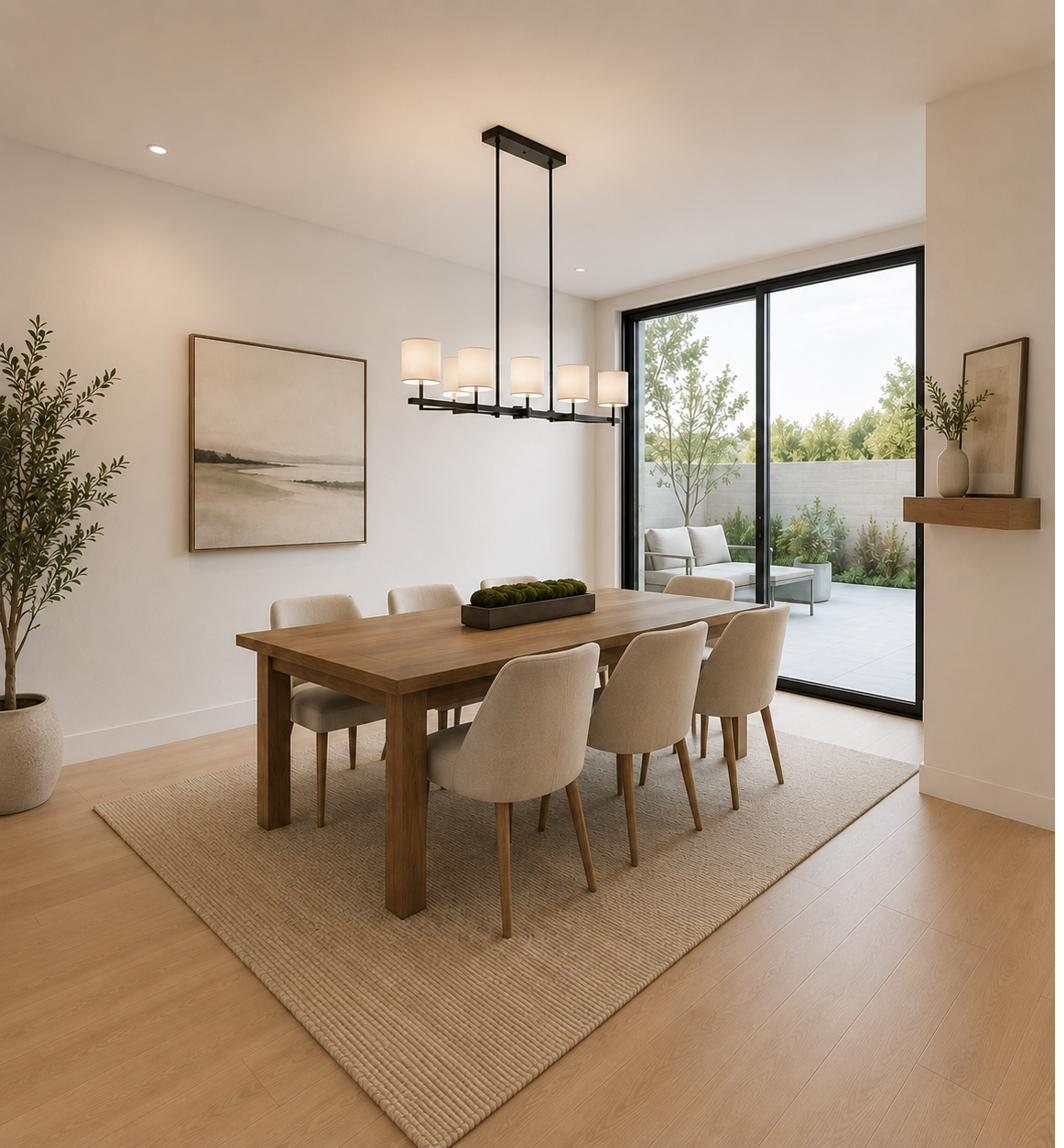 The Tucker — dining room with patio doors